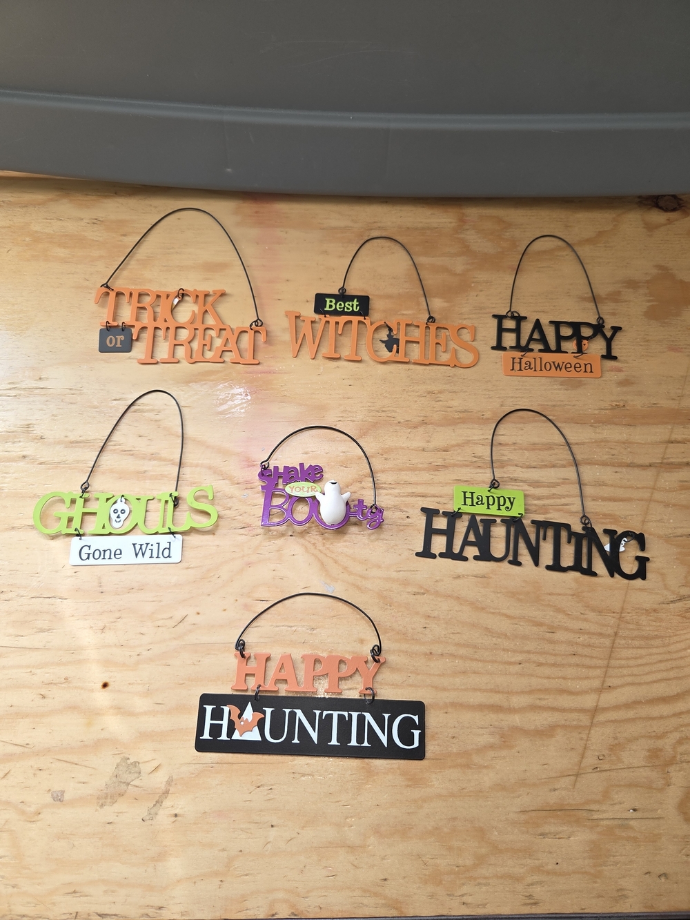 Vintage Hallmark Halloween Metal Signs Lot of 7